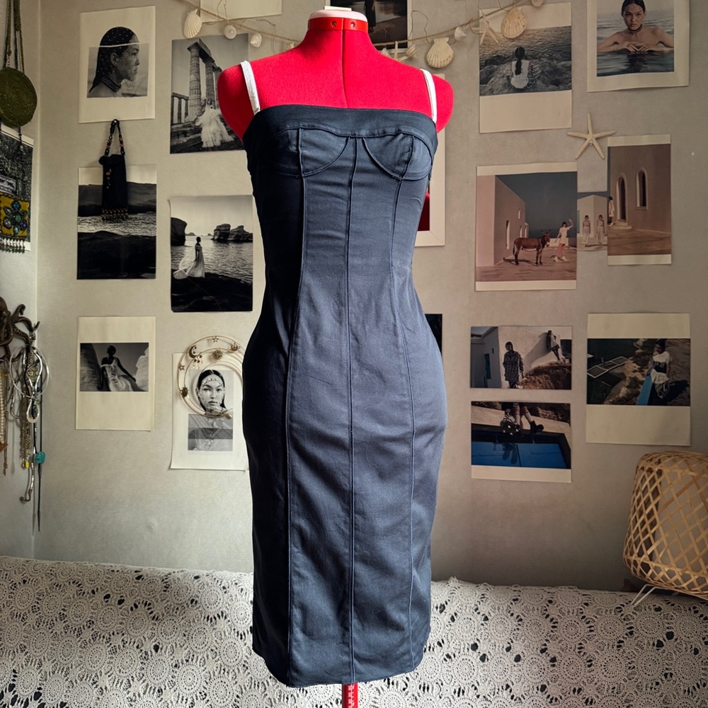 Dolce & Gabbana navy blue Bodycon Bustier Dress with straps